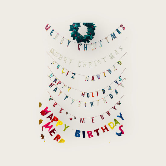 garland - merry christmas - cream detailed letters by giftsland