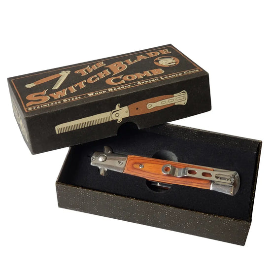 comb - switchblade folding - rosewood handle by lucky jack