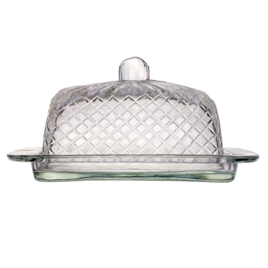 butter dish - embossed glass by creative co-op