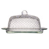 butter dish - embossed glass by creative co-op