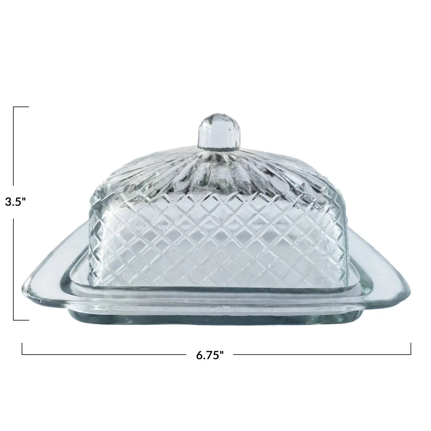 butter dish - embossed glass by creative co-op