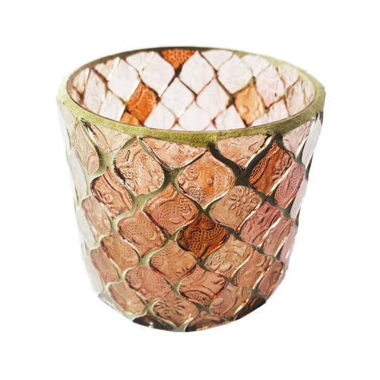 candle holder - tealight/votive - mosaic plum by creative co-op