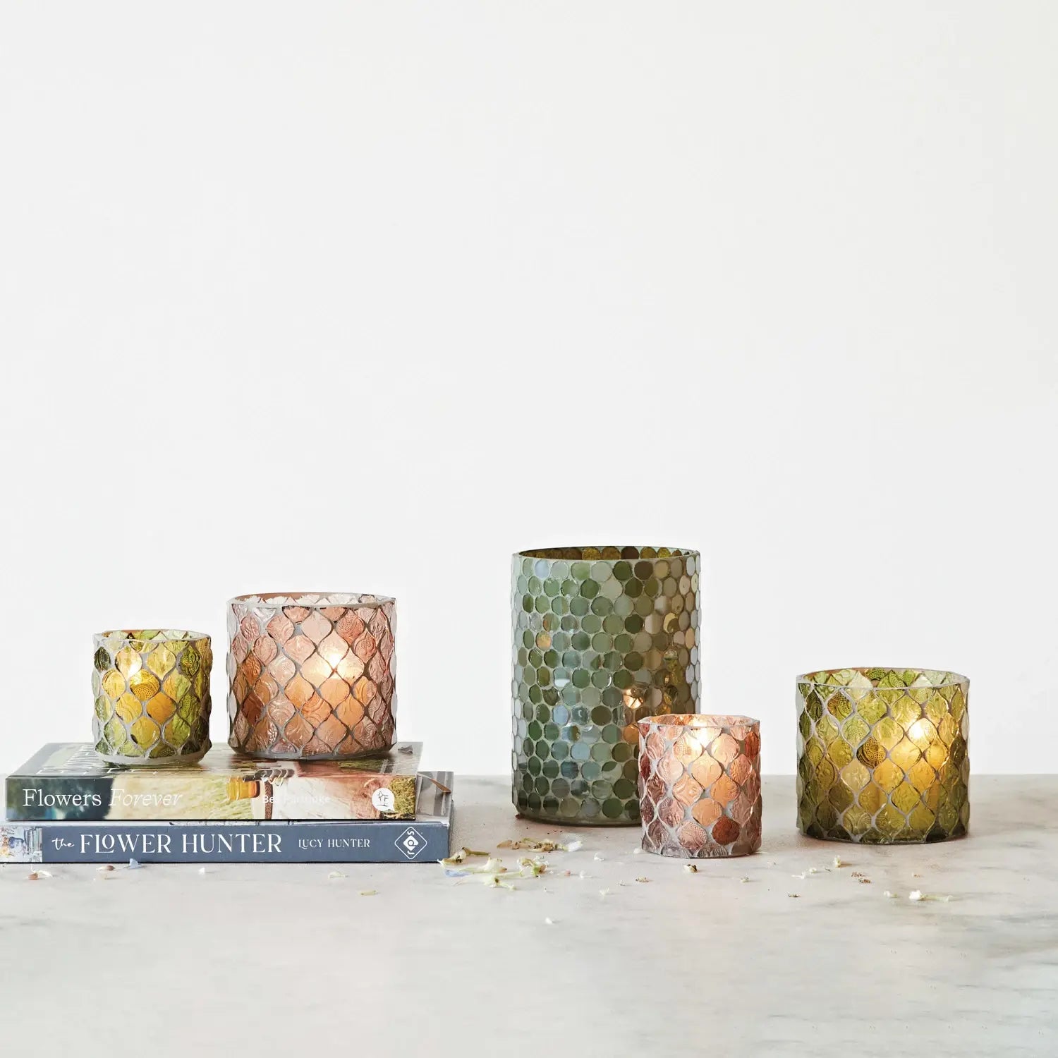candle holder - tealight/votive - mosaic plum by creative co-op