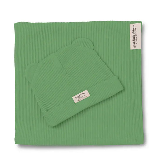 swaddle & beanie set - linen rib by bella tunno