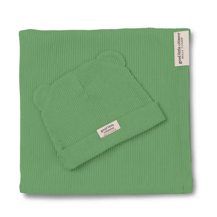 swaddle & beanie set - linen rib by bella tunno