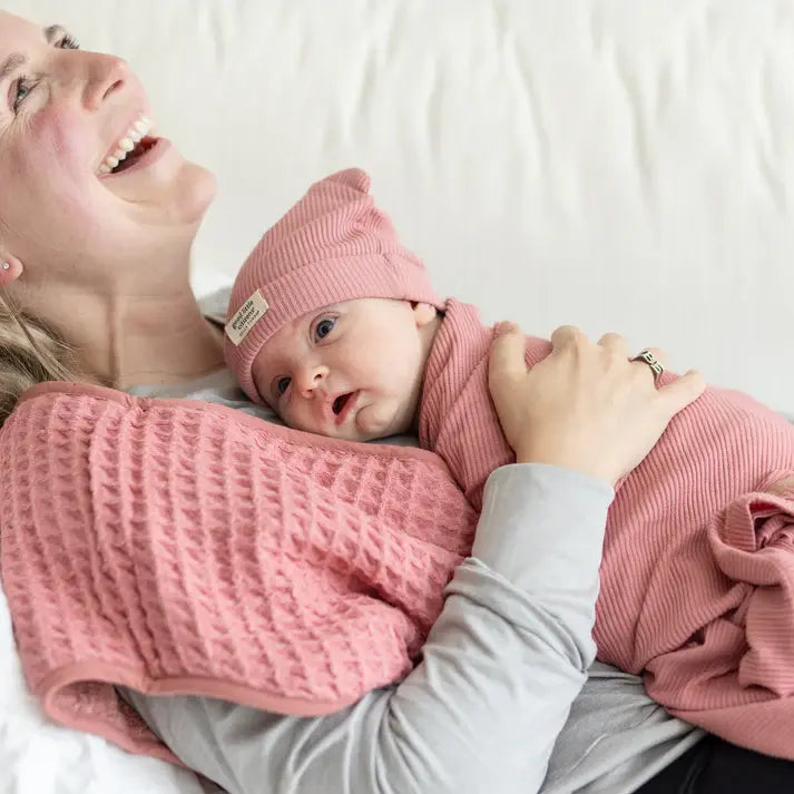 swaddle & beanie set - linen rib by bella tunno