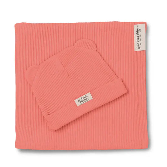 swaddle & beanie set - linen rib by bella tunno