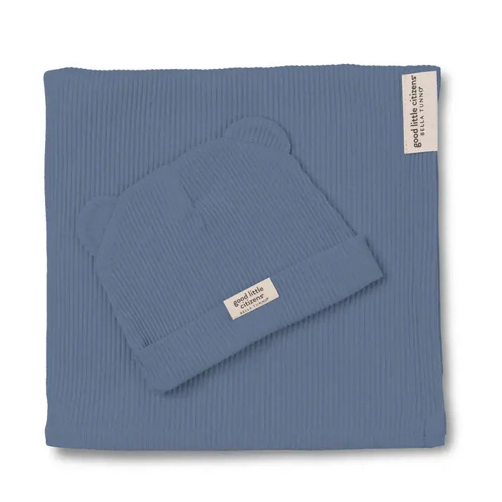swaddle & beanie set - linen rib by bella tunno