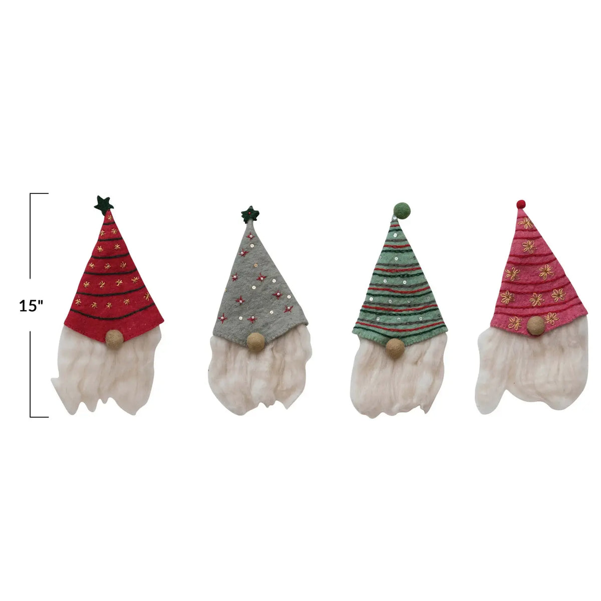 bottle + tree topper - felt gnome by creative co-op