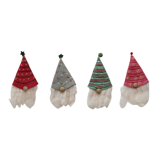 bottle + tree topper - felt gnome by creative co-op