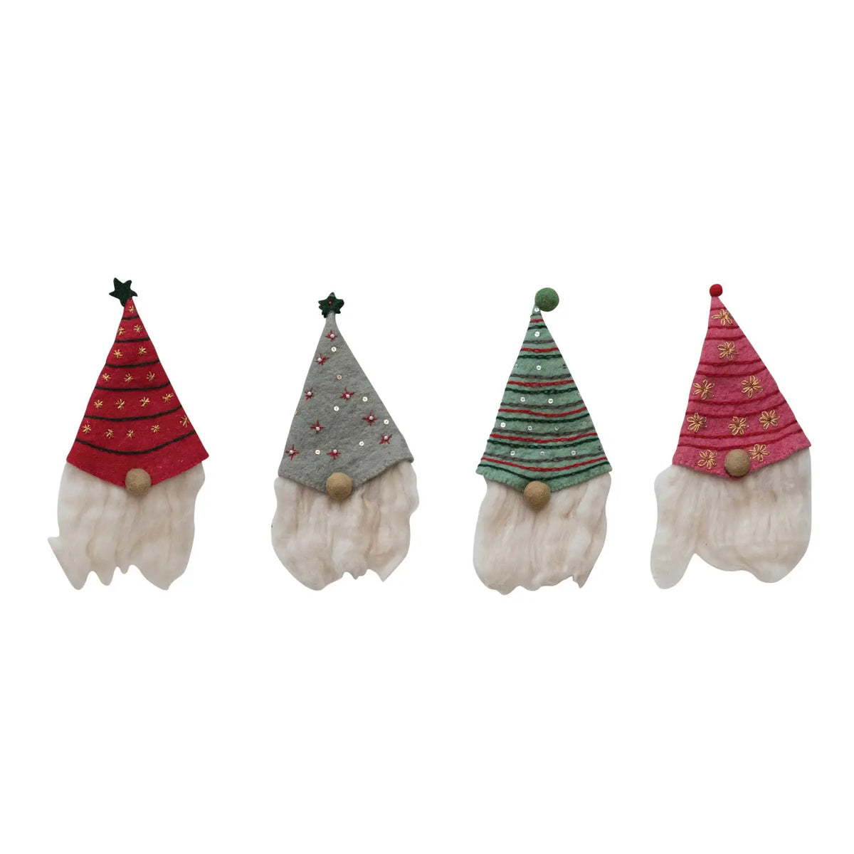 bottle + tree topper - felt gnome by creative co-op