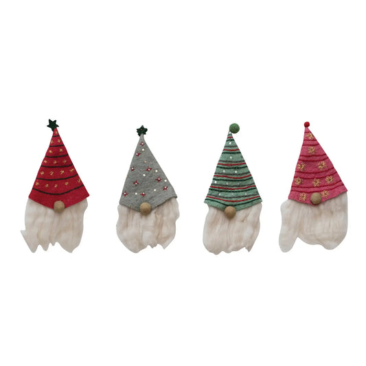 bottle + tree topper - felt gnome by creative co-op