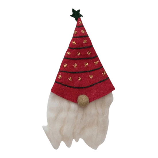 bottle + tree topper - felt gnome by creative co-op
