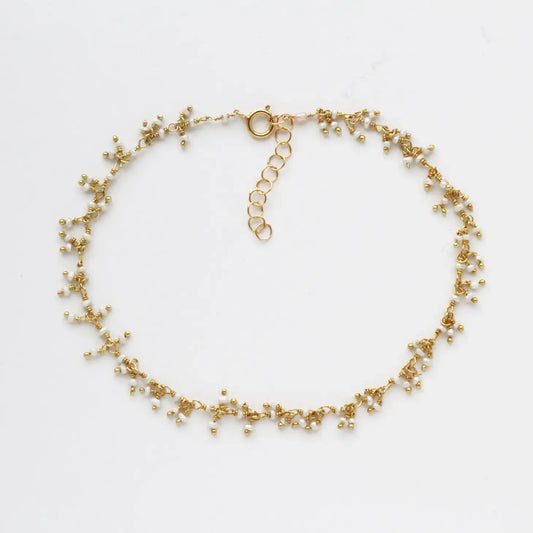 anklet - gold - mini rice freshwater pearls - "shaky" by sofia ramsay
