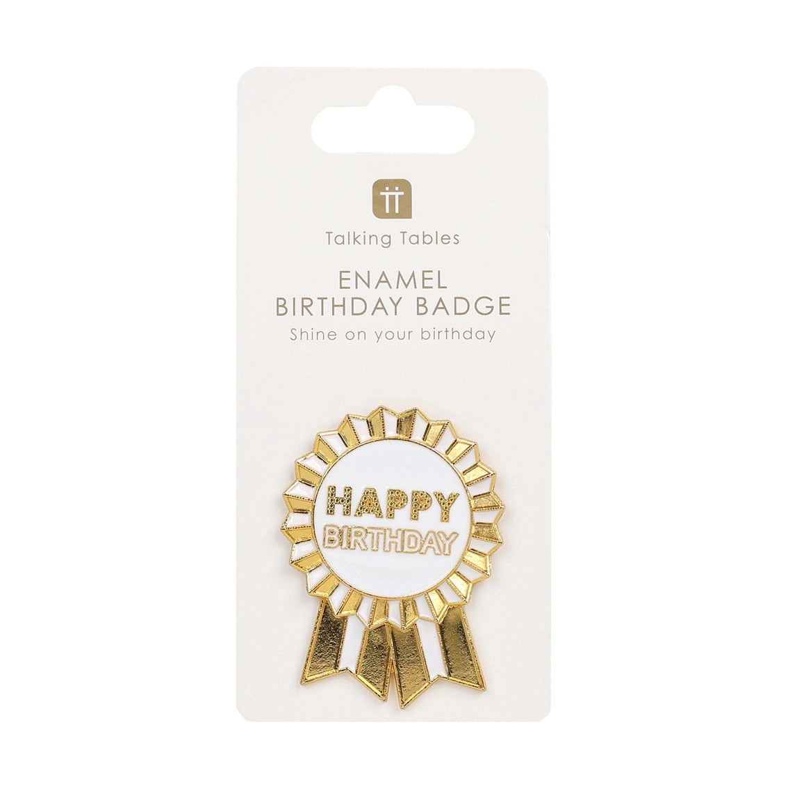 pin badge - happy birthday - gold enamel by talking tables, usa