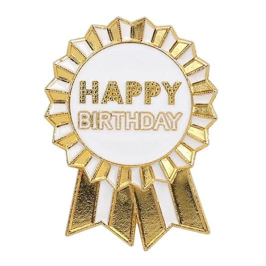 pin badge - happy birthday - gold enamel by talking tables, usa