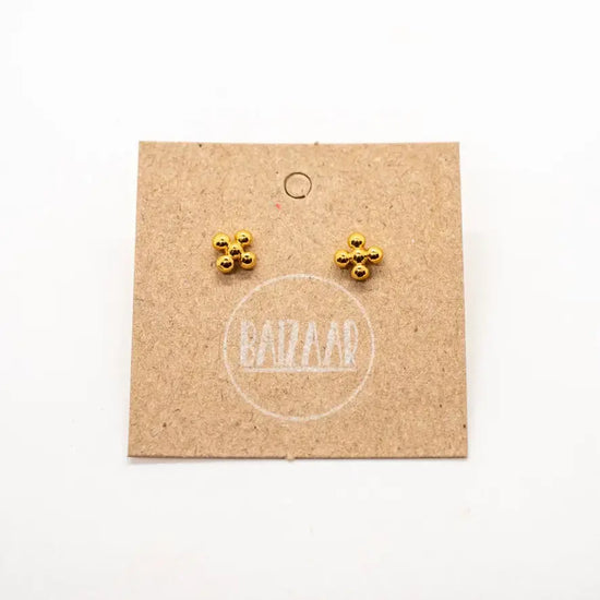 earring set - dot flower stud - gold by baizaar