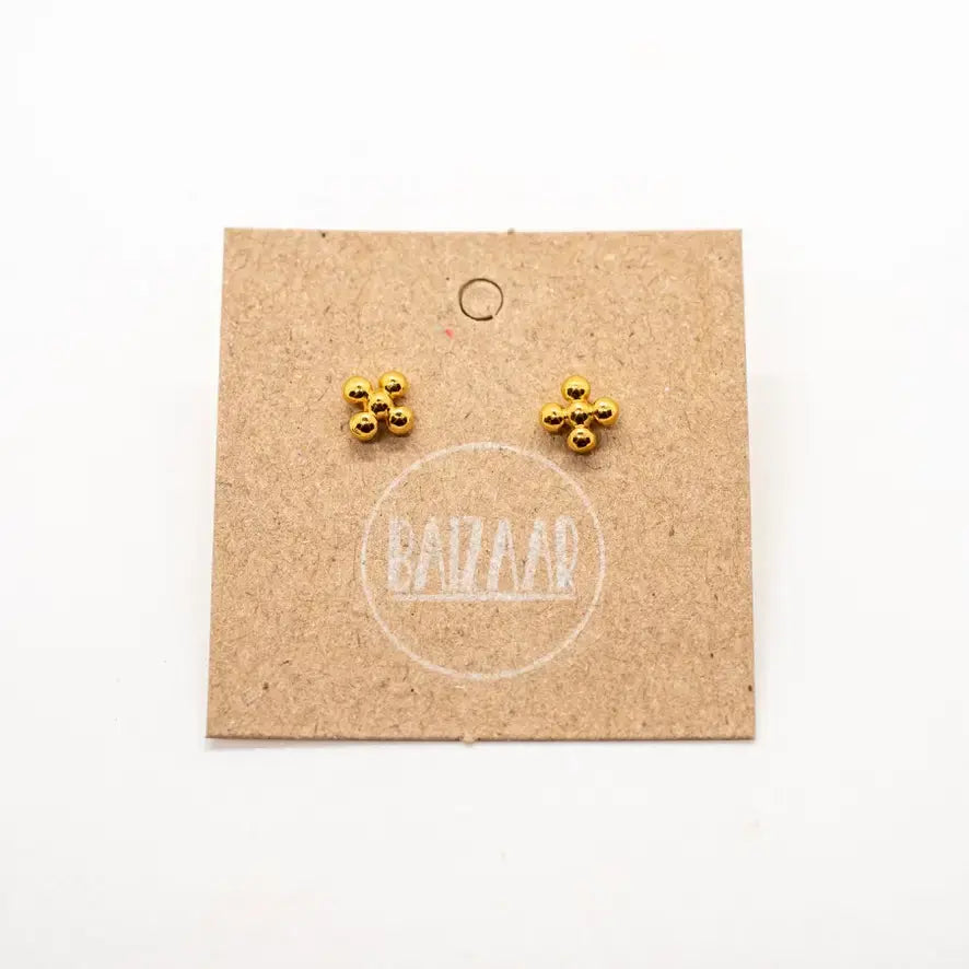 earring set - dot flower stud - gold by baizaar
