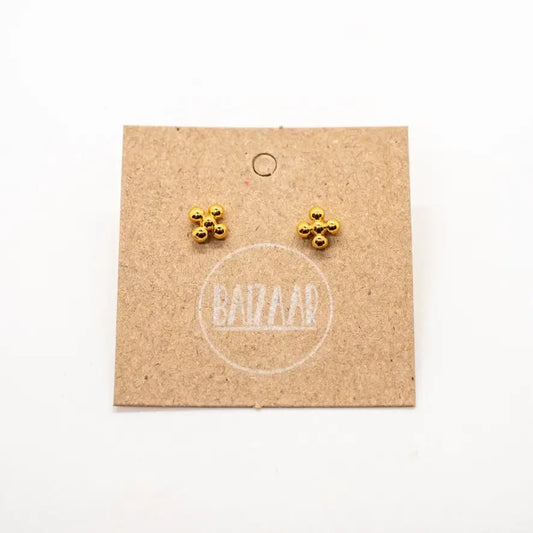 earring set - dot flower stud - gold by baizaar