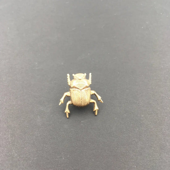 brooch pin - scarab beetle by metal cloth & wood