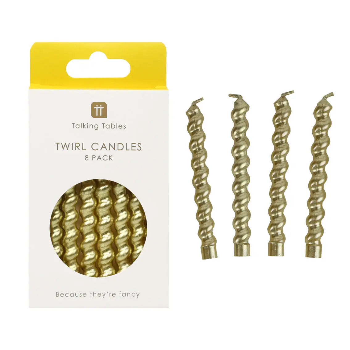 candles - gold twirl - 8 pack by talking tables, usa