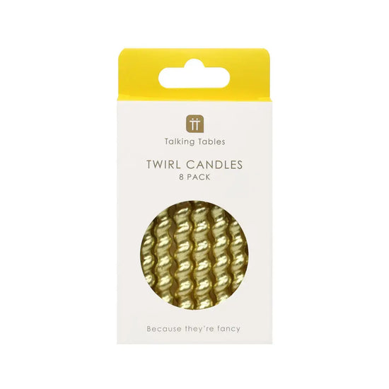 candles - gold twirl - 8 pack by talking tables, usa