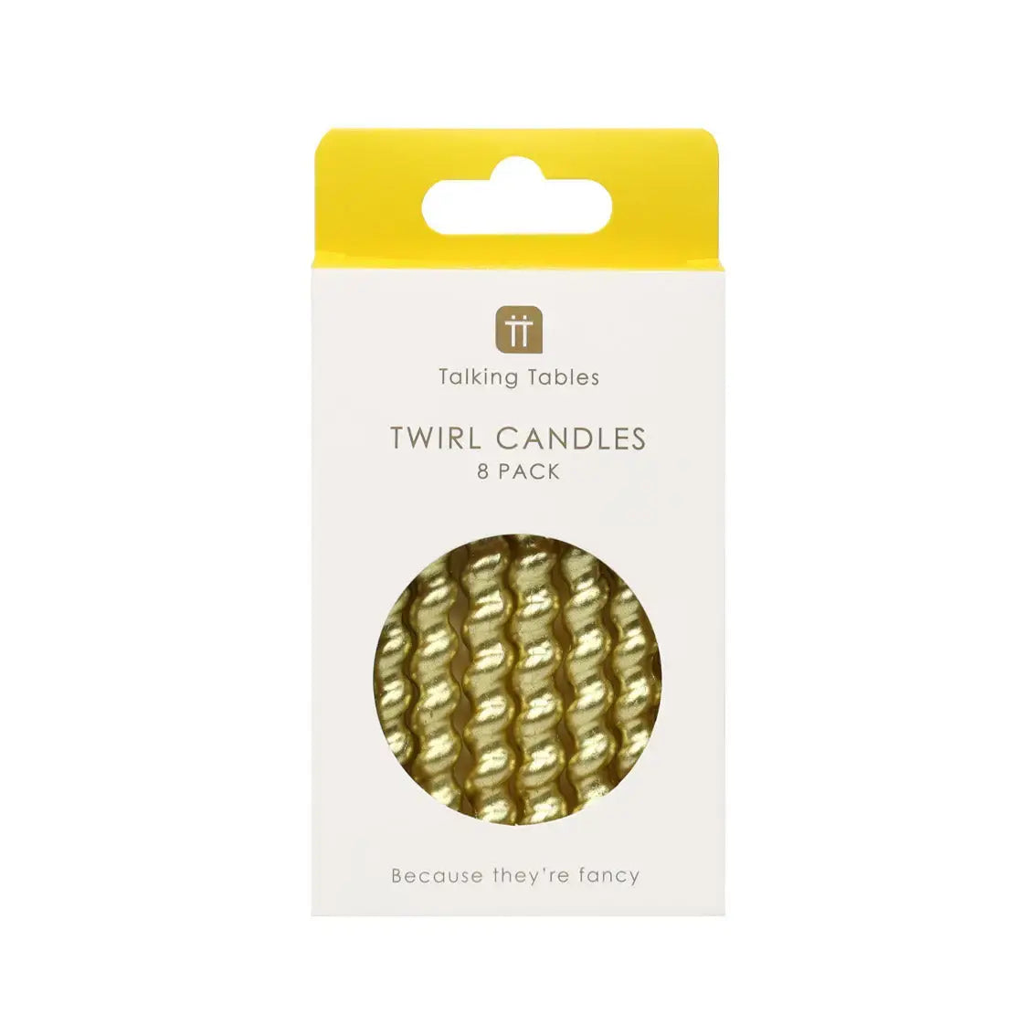 candles - gold twirl - 8 pack by talking tables, usa