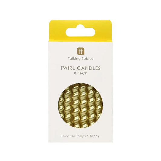 candles - gold twirl - 8 pack by talking tables, usa