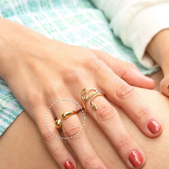 ring - golden era teardrop - 24kgp adjustable by peter and june