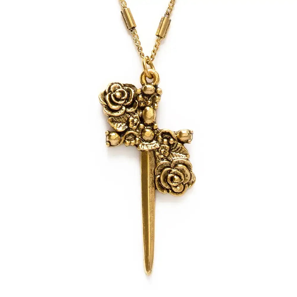necklace - gothic romance dagger - 20" chain - 14kgp by amano studio