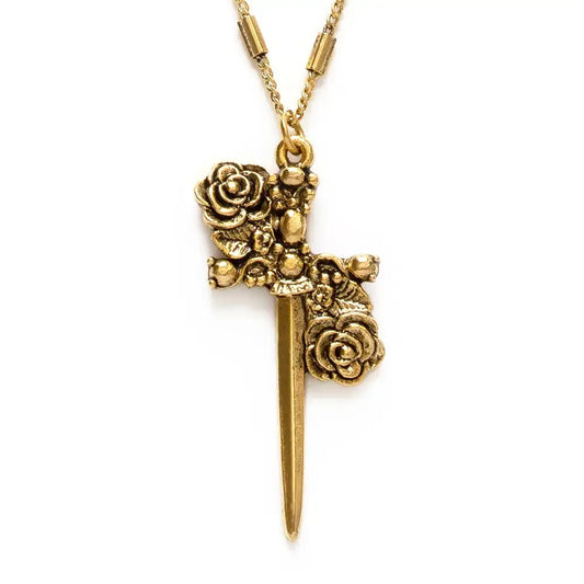 necklace - gothic romance dagger - 20" chain - 14kgp by amano studio