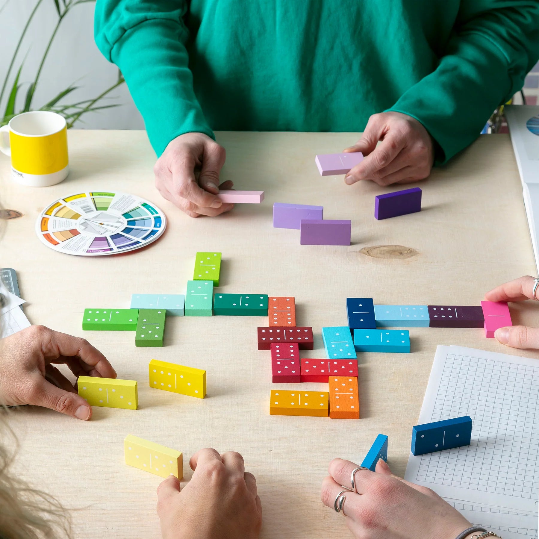 game - dominoes - handpainted wooden - gradient by block design
