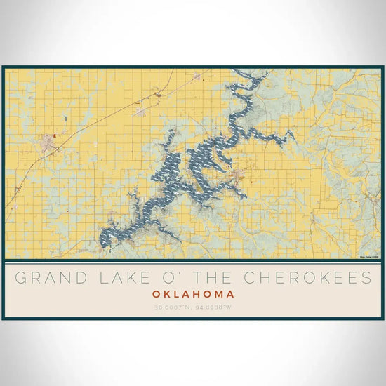 map print - 12x18 woodblock - oklahoma lakes by jace.design