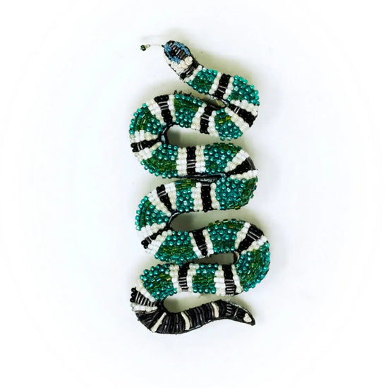 brooch pin - green banded snake by trovelore