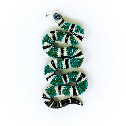 brooch pin - green banded snake by trovelore