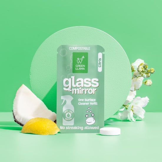 cleaner - glass & mirror one surface refill - citrus by green lllama