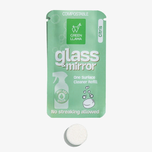 cleaner - glass & mirror one surface refill - citrus by green lllama