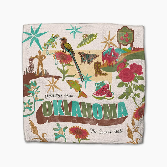 dishcoth set - microfiber - greetings from oklahoma by geometry house