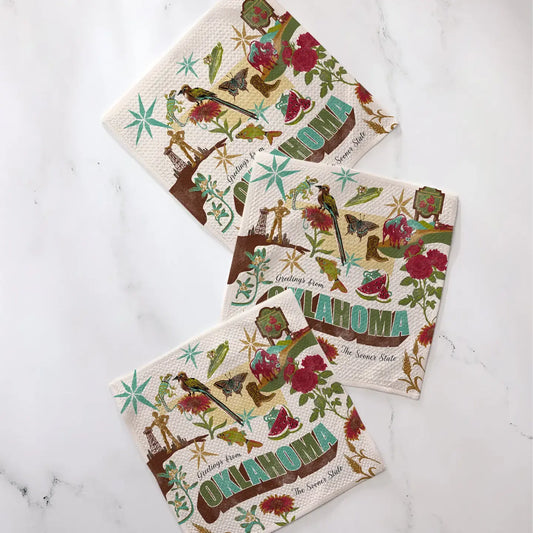 dishcoth set - microfiber - greetings from oklahoma by geometry house