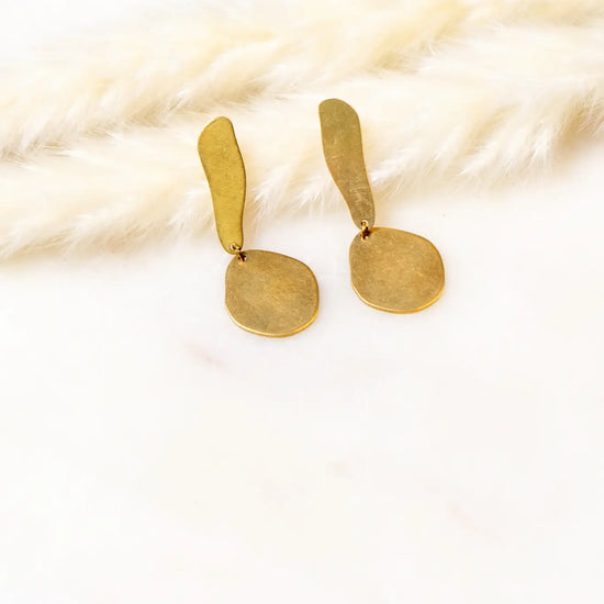 earrings - brass organic shapes - "halle" by peter and june