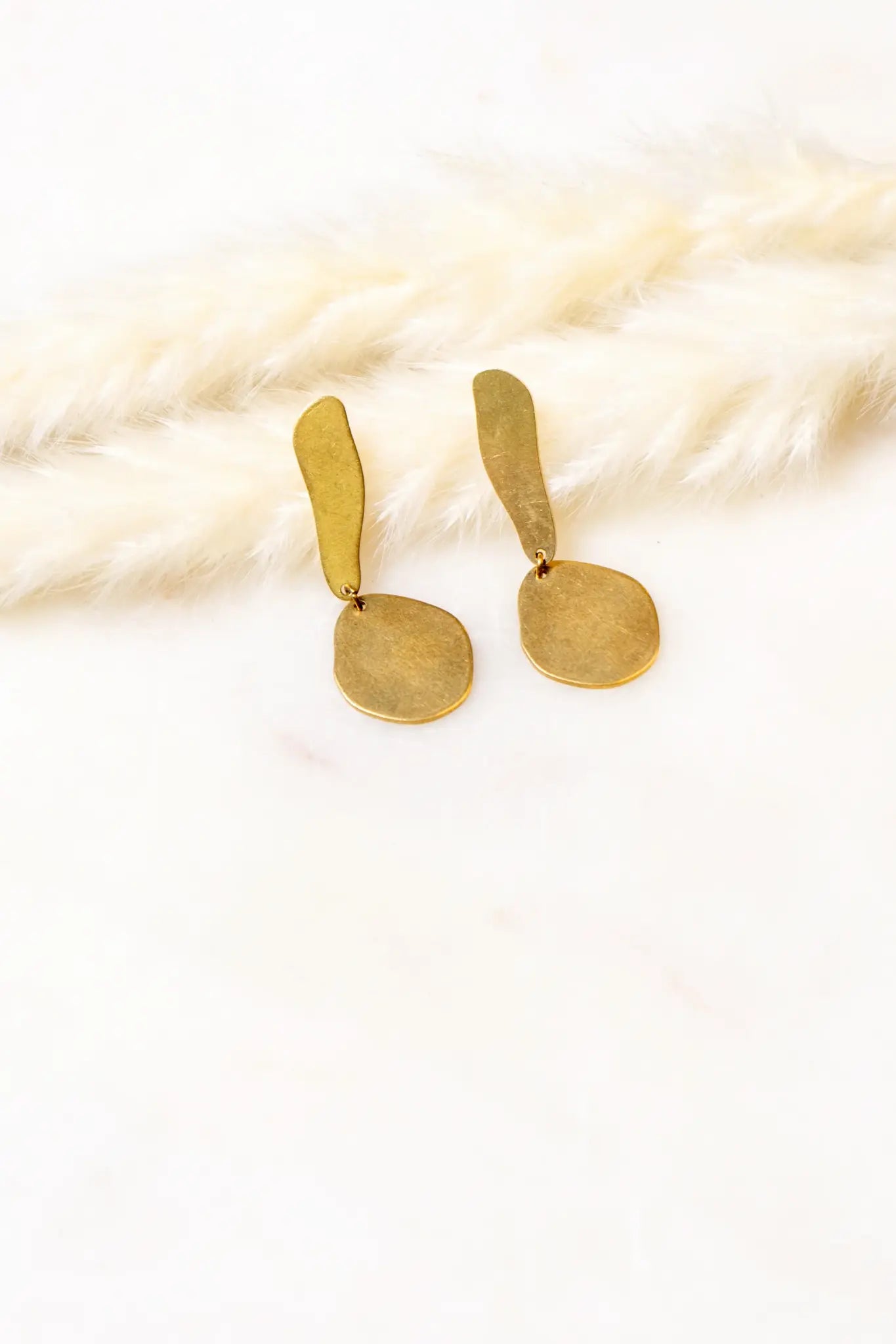 earrings - brass organic shapes - "halle" by peter and june