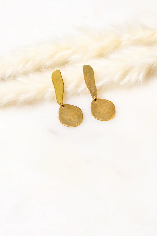 earrings - brass organic shapes - "halle" by peter and june