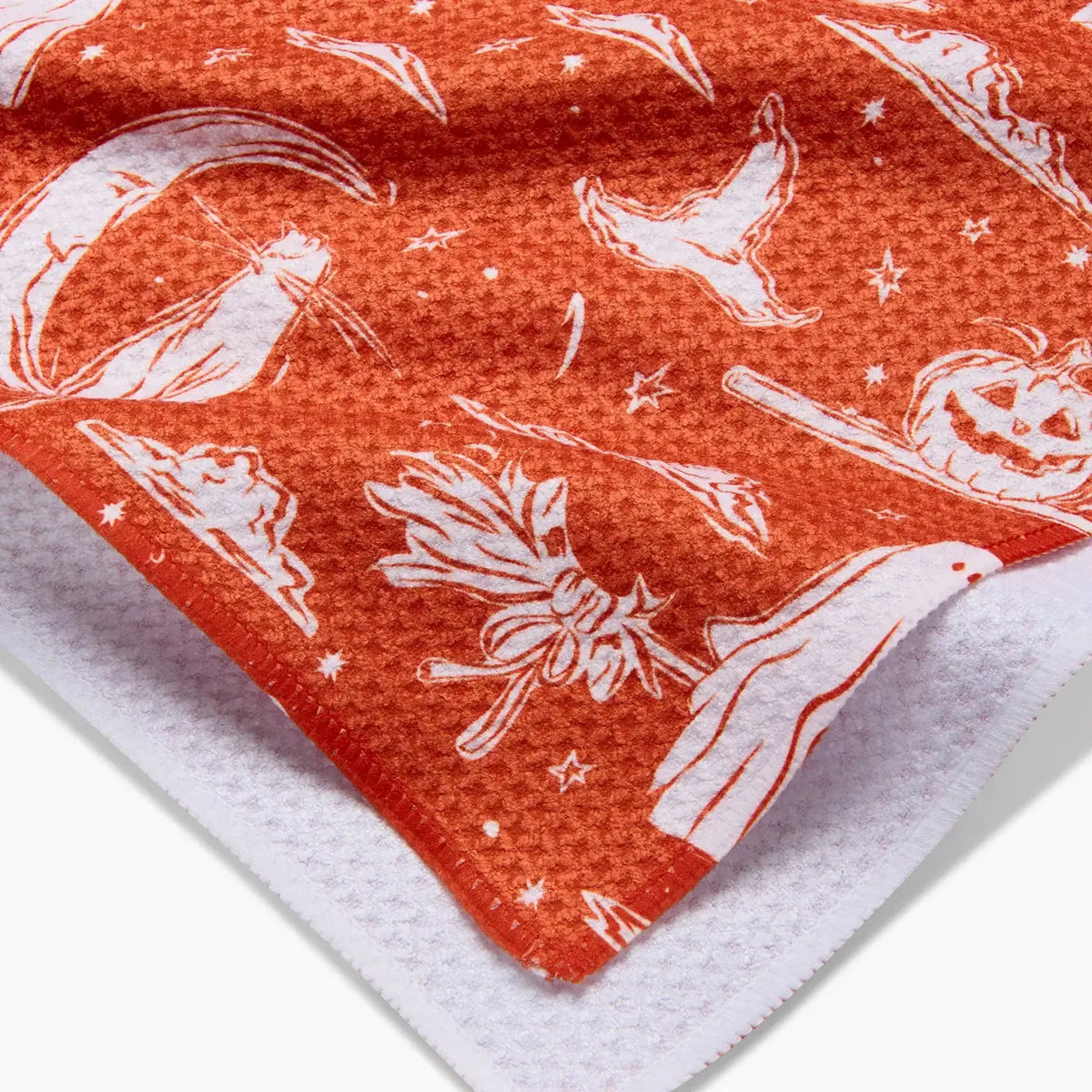 tea towel - microfiber halloween - cats & ghosts by geometry house