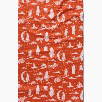 tea towel - microfiber halloween - cats & ghosts by geometry house