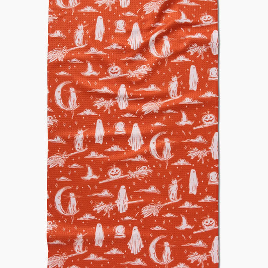 tea towel - microfiber halloween - cats & ghosts by geometry house