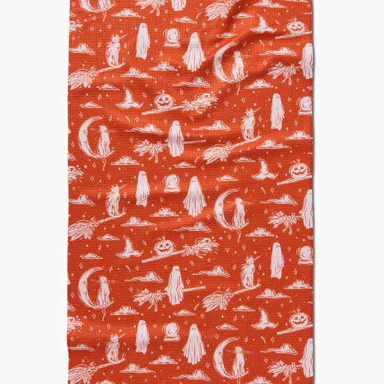 tea towel - microfiber halloween - cats & ghosts by geometry house
