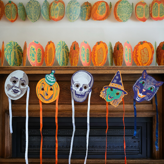 face masks - recycled cotton paper - halloween fancy dress by east end press