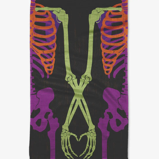 tea towel - microfiber halloween - skeleton love by geometry house