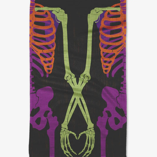 tea towel - microfiber halloween - skeleton love by geometry house