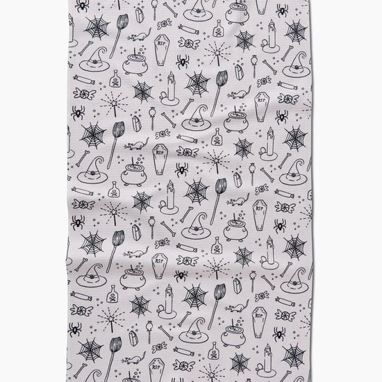 tea towel - microfiber halloween - magic white by geometry house